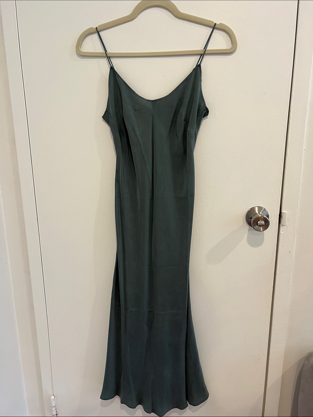 J.Crew Gwyneth Slip Dress Dark Eucalyptus Cupro Midi Dress Petite 2